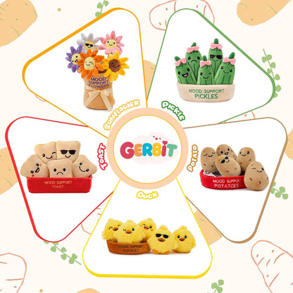 Skiennix Mood Support Plush Bread - 5 Soothing Stuffed Animal Slices in Basket | Stress Relief Toy for Adults
