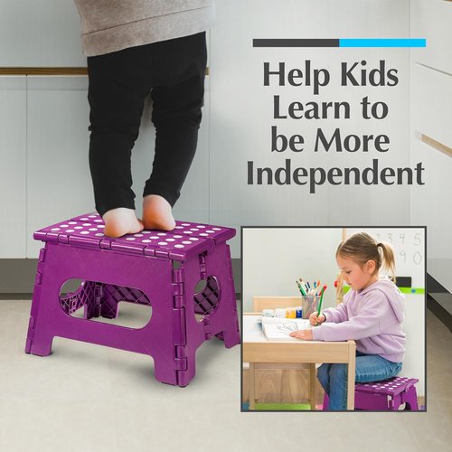 Handy Laundry Folding Step Stool - Lightweight & Sturdy for Adults and Kids - Easy One Flip Open - Purple | 2-Pack