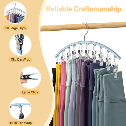 Volnamal Legging Organizer - Metal Yoga Pants Hanger with 10 Clips | Space-Saving 4-Pack in Blue
