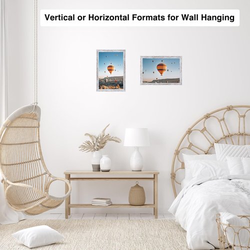JCJMY 5x6 Picture Frame Rustic White for Wall Hanging or Tabletop, Wall Mounting Horizontally or Vertically, 5 x 6 Wall Gallery Poster Photo Frame with Shatter Resistant Plexiglass, Rustic White