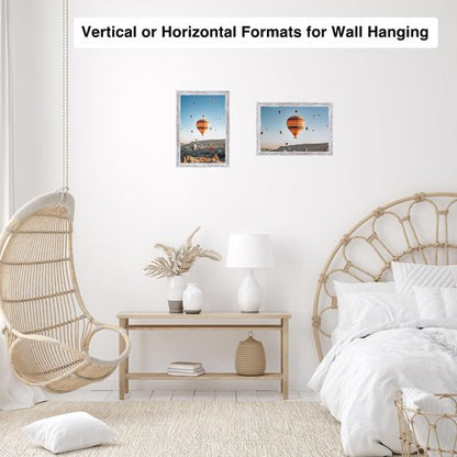 JCJMY 5x6 Picture Frame Rustic White for Wall Hanging or Tabletop, Wall Mounting Horizontally or Vertically, 5 x 6 Wall Gallery Poster Photo Frame with Shatter Resistant Plexiglass, Rustic White