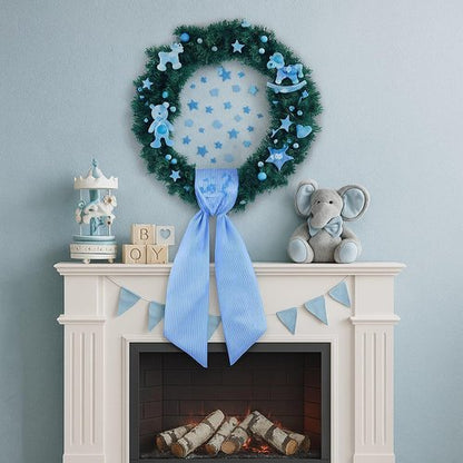 Blue Striped Wreath Ribbon Set by [Brand Name] - 5.12" Wide x 54.33" Long | Perfect for Baby Boy Shower Decorations