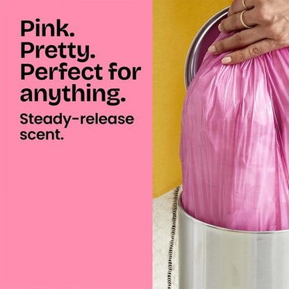 Glad Small Trash Bags - 4 Gallon Odor Resistant Garbage Bags with Drawstring | Febreze Cherry Blossom, 34 Count