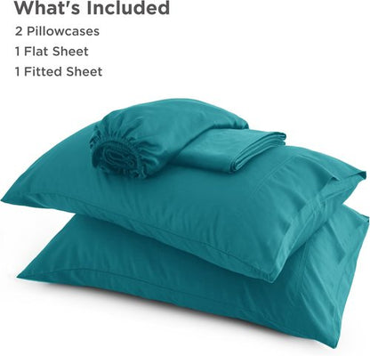 Bedsure Cooling Bed Sheets - Breathable Rayon from Bamboo | Full Size, Deep Pocket Up to 16 Inches, Turquoise