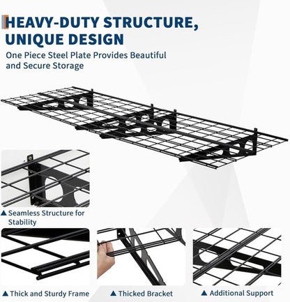 GarveeLife Heavy-Duty Garage Storage Shelving - 2 Pack 2x6 ft Wall-Mounted Racks | 1600 lbs Capacity