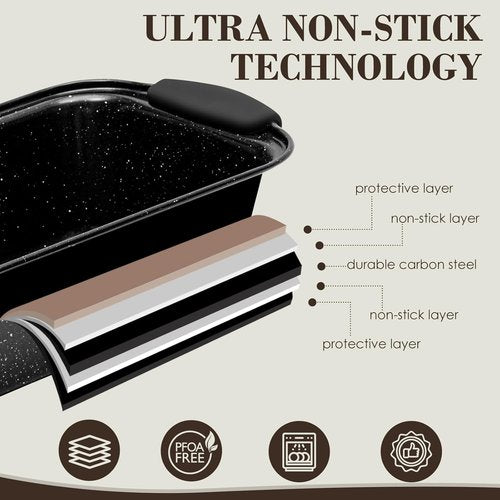 AIVIKI Nonstick Baking Pans Set - 22 Pieces Stackable Bakeware with Silicone Handles | Black