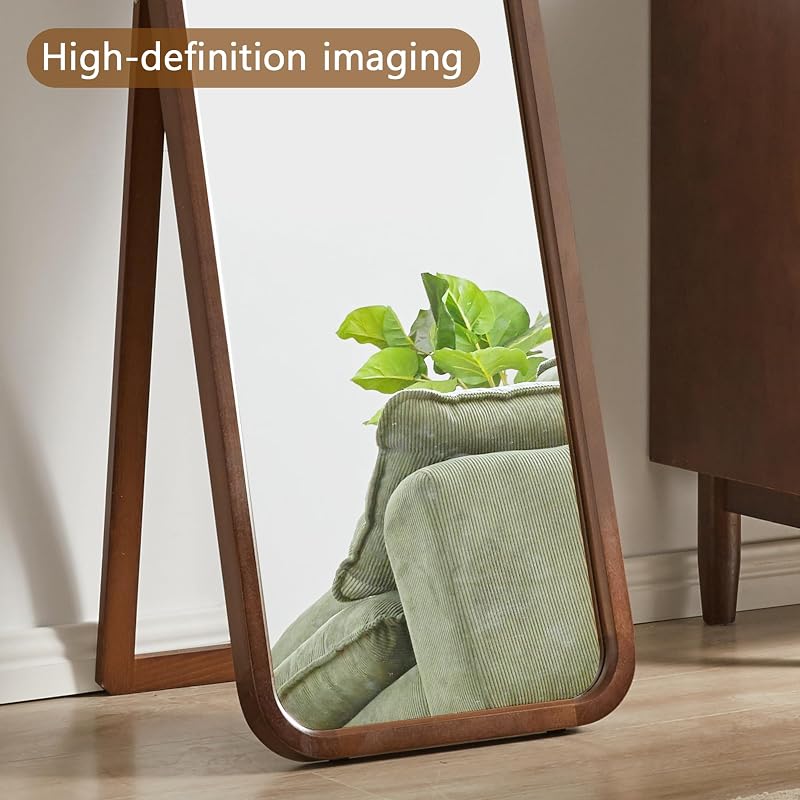 Brown 63" x 18" Wood Full-Length Mirror – Freestanding Floor Mirror with Stand
