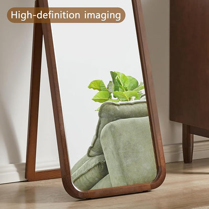 Brown 63" x 18" Wood Full-Length Mirror – Freestanding Floor Mirror with Stand