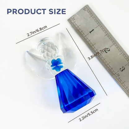 HDCRYSTALGIFTS Blue Crystal Guardian Angel Figurine - 3.5'' Glass Ornament for Home Decor & Gifts