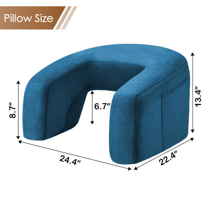 Homguava Reading Pillow Memory Foam Gaming Pillow Arm Rest Pillow with Side Pocket Large Furry Pillow for Adults Perfectly Fitting Your Body for Reading, Gaming, Working (Blue)