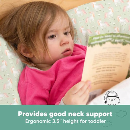 Grace Toddler Pillow - Soft & Breathable Organic Cotton Travel Pillowcase | 13x18 for Ages 2-5