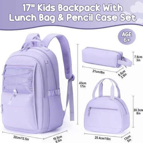 Fimibuke Kids Backpack - 3-Piece Waterproof Set with Lunch Box & Pencil Case | Lightweight Bookbag for School & Travel