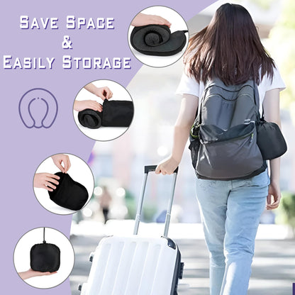 Phent zari Neck Travel Pillow, Upgraded Memory Foam Pillow for Airplane, Machine Washable, Adjustable Flight Pillow, Suitable for Sleeping Airplane, Car, Office and Home (Black)