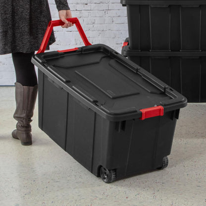 Sterilite Wheeled Tote - Durable 40 Gallon Storage Container in Black | Ideal for Organizing