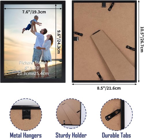 Hoikwo 18-Pack Black 8x10 Plastic Picture Frames - Lightweight, Stylish Design for Wall & Table Display