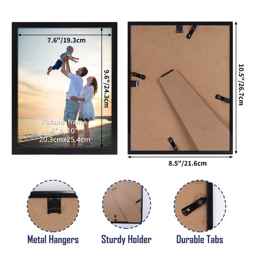 Hoikwo 18 Packs 8x10 Black Multi Plastic Picture Frames Set with Plastic Cover for Family Photos, Artwork, Light Weight Bulk 8 by 10 Frames Pack for Wall Hanging and Table, Stylish Picture Frames