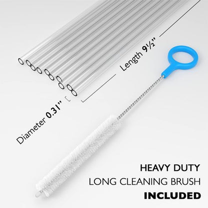 Clear Straws by [Brand Name] - Reusable Hard Plastic Drinking Straws with Cleaning Brush | 10-Pack for Tumblers & Smoothies - Dishwasher Safe & BPA Free