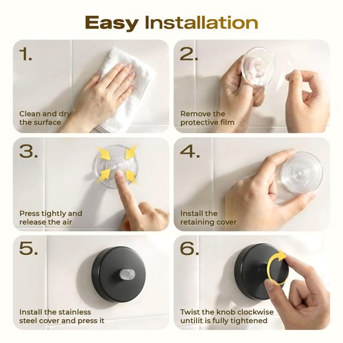 Upgraded Suction Cup Hooks for Shower, Heavy Duty Removable Towel Hooks for Bathroom Glass Door Wall, Stainless Steel Shower Hooks for Towel & Loofah (2 Pack, Black)