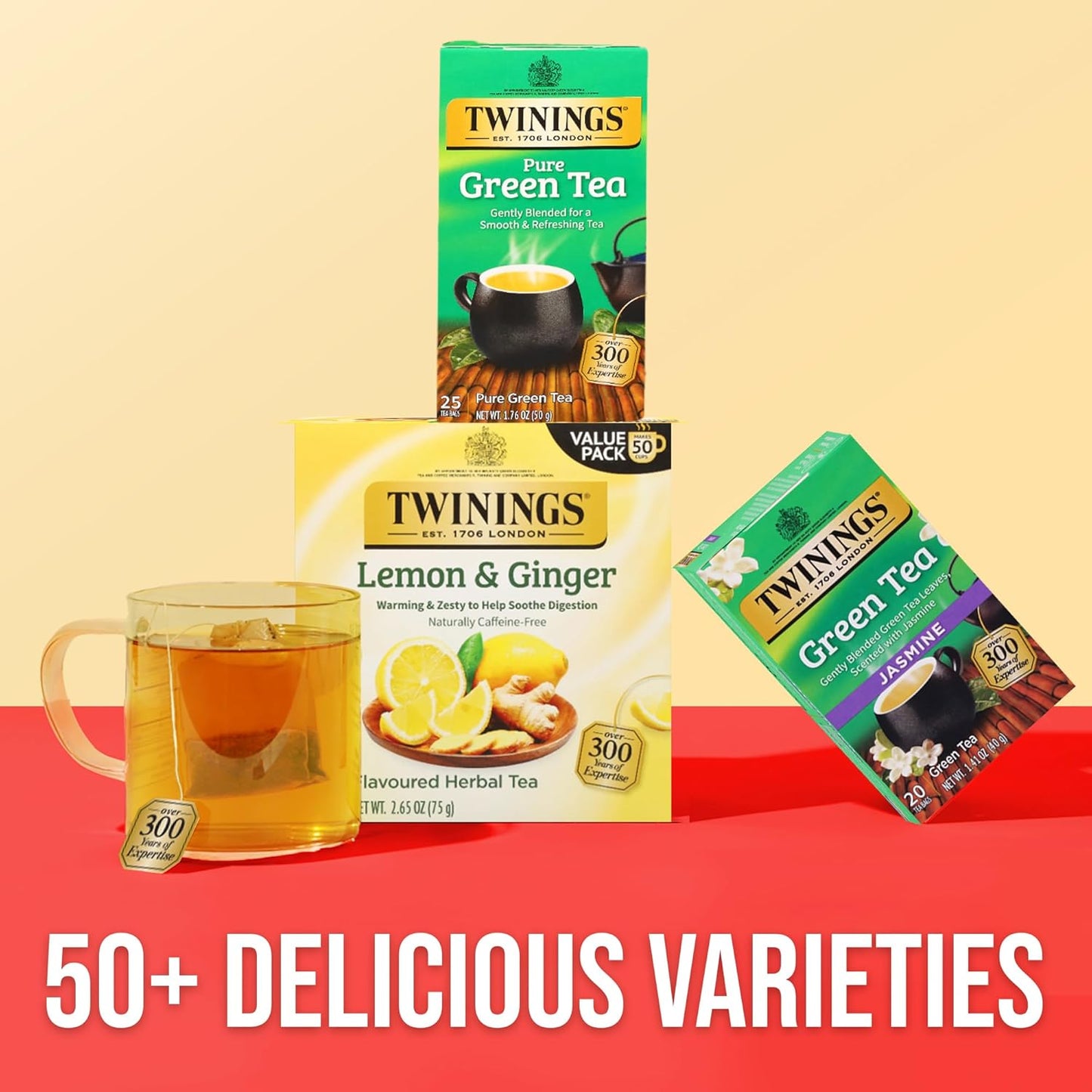 Twinings Pure Green Tea - Individually Wrapped Bags, Smooth Flavor & Enticing Aroma | 150 Teabags (Pack of 6)