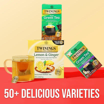Twinings Pure Green Tea - Individually Wrapped Bags, Smooth Flavor & Enticing Aroma | 150 Teabags (Pack of 6)
