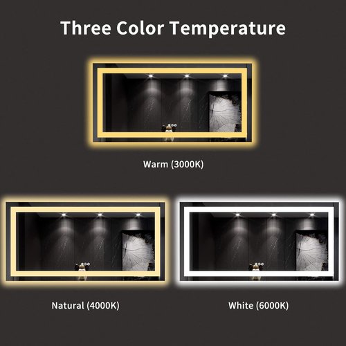LOAAO LED Bathroom Mirror - 60x30 Inch, Dimmable & Anti-Fog, Backlit & Front Lit, Tempered Glass