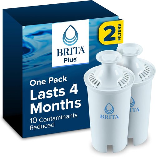 Brita Plus Water Filter - BPA-Free Replacement Filter for Pitchers & Dispensers | Lasts 2 Months, 2-Pack