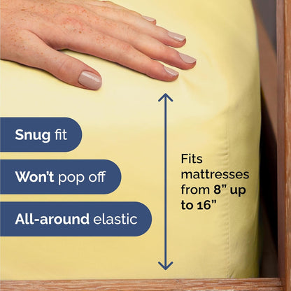 Skiennix Twin Size 3-Piece Sheet Set - Comfy Cooling Bed Sheets - Ultra-Soft, Deep Pockets, Yellow