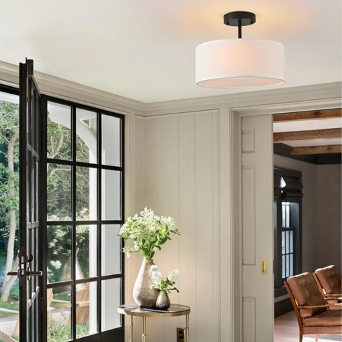 Bargeni Semi Flush Mount Ceiling Light,13 inch Modern 3-Light Ceiling Light Fixture,Black Semi Flush Mount Light Fixture,Flush Mount Lighting for Bedroom,Dinning Room and Hallway