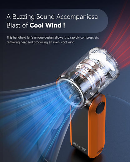 PlayHot Portable Mini Fan, 4oz Lightweight 5-Speed Mini Handheld Fan, 3000mAh Rechargeable Portable Fans Up to 10 Hours, Hand Size Travel Fans for Outdoor Activities, Travel, Beach(Orange)