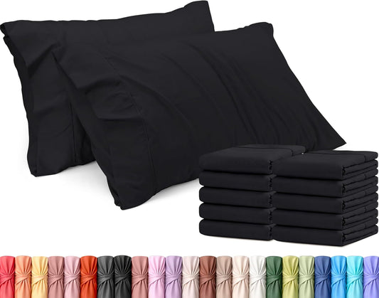 Utopia Bedding Standard Pillow Cases - 12 Pack - Soft Brushed Microfiber - Fade Resistant, Black 20x26 Inches
