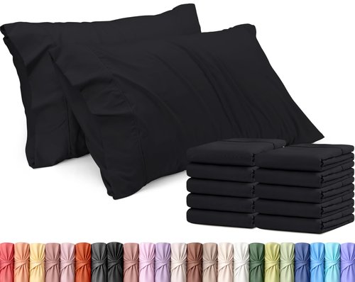 Utopia Bedding Queen Pillow Cases - 12 Pack - Envelope Closure - Soft Brushed Microfiber Fabric - Shrinkage and Fade Resistant Pillow Covers Queen Size 20 X 30 Inches (Queen, Black)