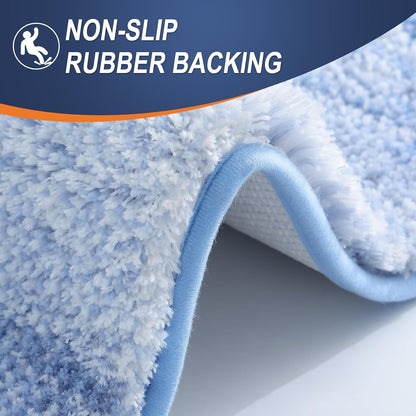 OLANLY Large Bath Rugs - Extra Soft Microfiber, Quick Dry & Washable | 54x24 Light Blue Mat