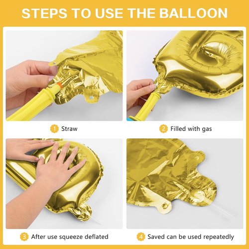 Gold Happy Birthday Balloons Banner - 16 Inch Mylar Foil Letters | Reusable Party Decor for All Ages