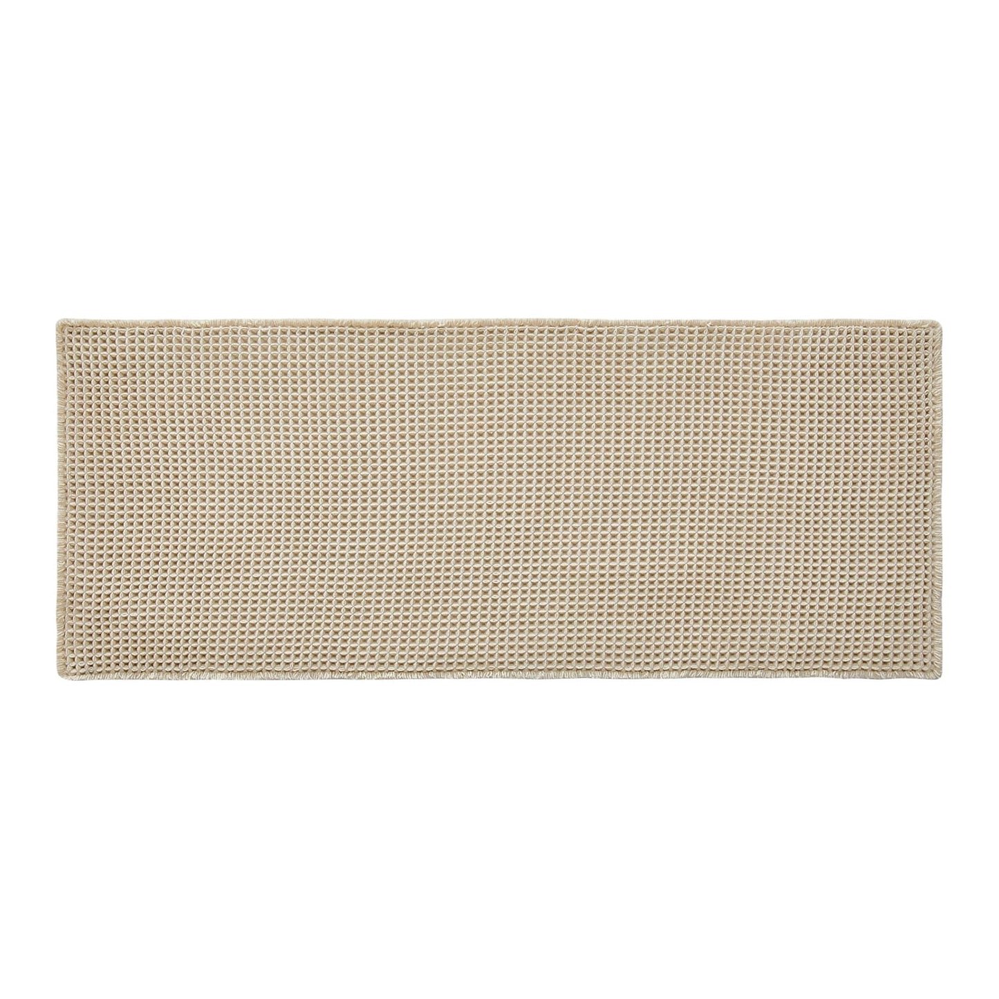 TYUU Pale Beige Long Bathroom Rug, Waffle Runner Rug Bathroom Non Slip Washable Super Absorbent Quick Dry Boho Farmhouse Bath Mat, 72''x24'' Pale Beige