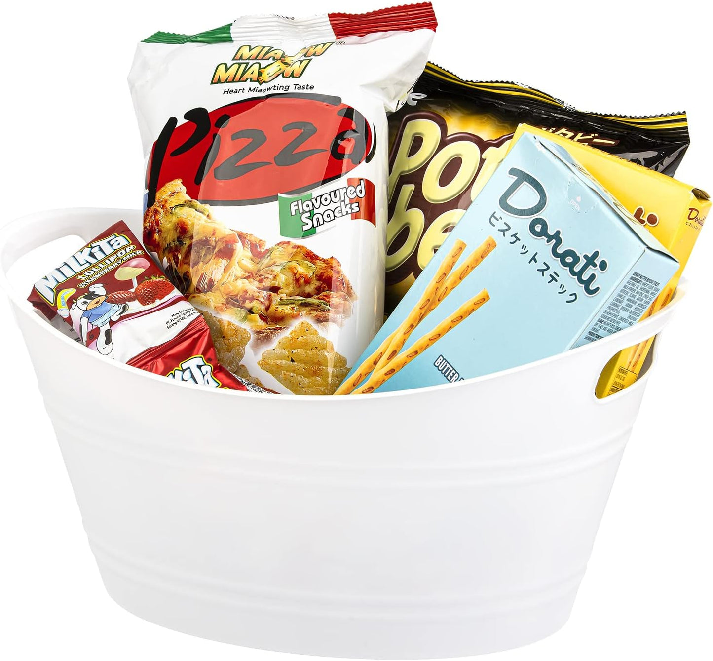 Tiawudi 6 Pack Plastic Oval Storage Tub, Ice Bucket for Wine, Beer and Champagne, Bottle Drink Cooler for Parties, Storage Basket, 4.5 Liter