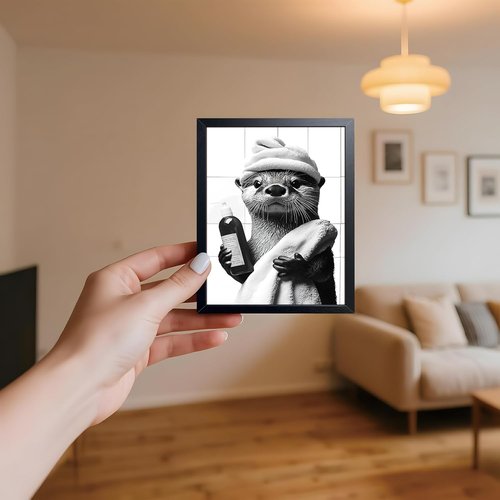 ARKZSHO Bathroom Wall Art - Funny Otter Canvas Print | Modern Farmhouse Decor, 8x10 Inch Framed