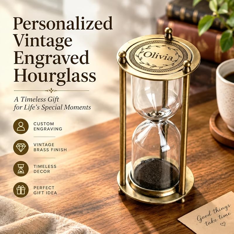 Personalized Engraved Vintage Hourglass Urn for Ashes – Memorial Sand Clock