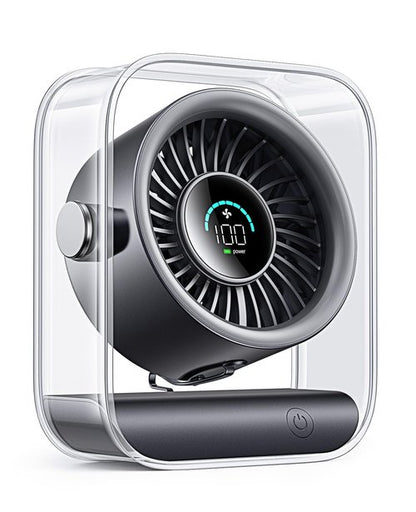 DIGIX USB Rechargeable Desk Fan, Small Portable Table Fan with 100 Speeds Turbo Airflow, 90° Tilt Quiet Desktop Fan for Bedroom with LED Display, Personal Cooling Fan for Travel Office Camping, Black