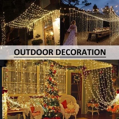 Solhice LED Curtain Lights - 800 Warm White Twinkle String Lights for Outdoor & Indoor Décor | 40ft x 10ft
