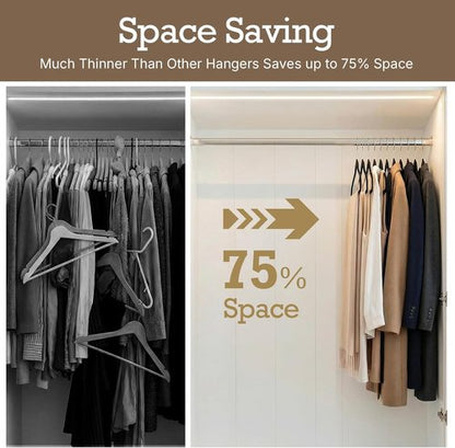 HOUSE DAY Black Velvet Hangers - 60 Pack Non-Slip Heavy Duty Felt Hangers for Closet Organization | 360° Rotating Hook