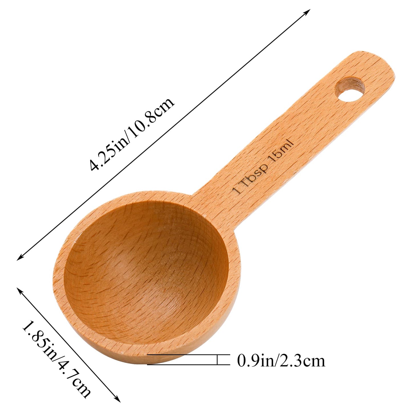 Tebery 8 Pack Wood Measuring Scoops for Canister, 1 Tablespoon Beech Coffee Scoop Measuring Spoons for Coffee Beans, Ground Coffee, Protein Powder, Spices, Tea and Bath Salt