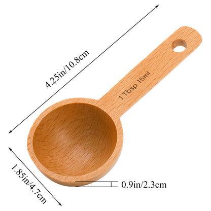 Tebery 8 Pack Wood Measuring Scoops for Canister, 1 Tablespoon Beech Coffee Scoop Measuring Spoons for Coffee Beans, Ground Coffee, Protein Powder, Spices, Tea and Bath Salt