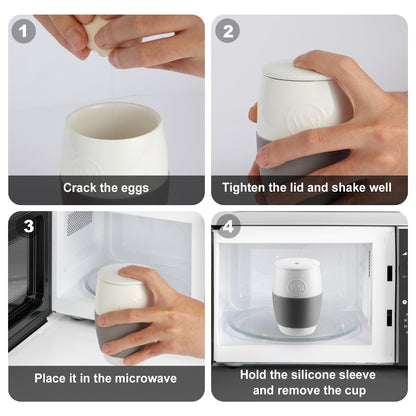 Non-Stick Ceramic Egg Cooker,Quick Scrambled Egg Maker with Silicone Sleeve for Easy Grip and Heat Protection, Holds Up to 4 Eggs for Mug Cakes, Muffins, and Omelets