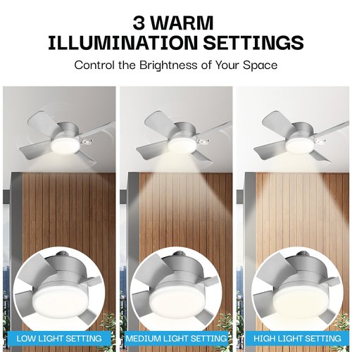 Bell+Howell Socket Fan Light Original – Warm Light Ceiling Fans with Lights and Remote, Ceiling Fan with Replacement for Light Bulb/Ceiling Fan for Bedroom, Kitchen, Living Room, 1000 Lumens - Silver