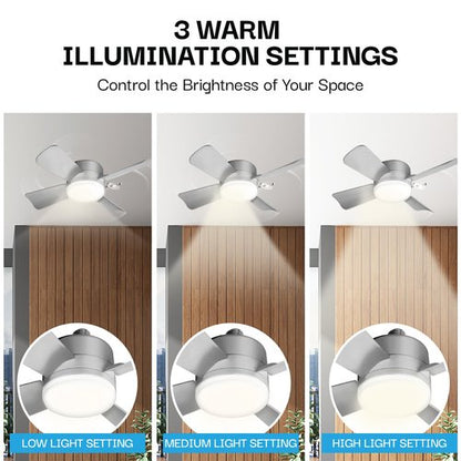 Bell+Howell Socket Fan Light Original – Warm Light Ceiling Fans with Lights and Remote, Ceiling Fan with Replacement for Light Bulb/Ceiling Fan for Bedroom, Kitchen, Living Room, 1000 Lumens - Silver