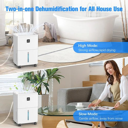 DEVERSE Max 25 Pints Dehumidifier for Home/Bedroom/Basement, 3000 Sq.Ft Coverage, with Drain Hose, Smart Humidity Control & Large Tank