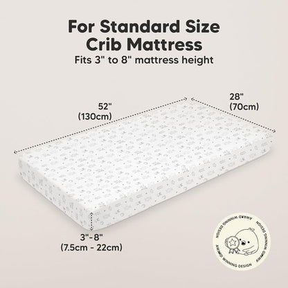 KeaBabies Organic Crib Sheets - 2-Pack Neutral Jersey Cotton Fitted Sheets for Boys & Girls | Soft Woodland Prints 52x28