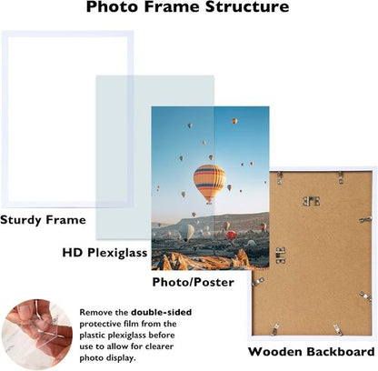 JCJMY 14x16 Picture Frame - Versatile White Frame for Horizontal & Vertical Wall Displays
