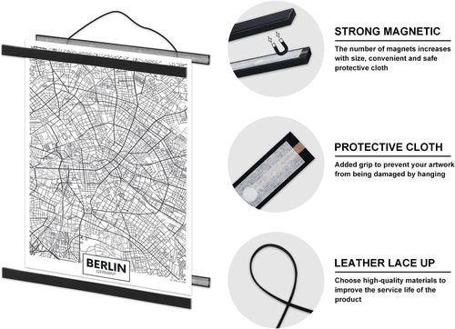 Magnetic Light Wood Frame Hanger by [Brand Name] - 20x30 Poster Frame for Artwork & Photos | Black