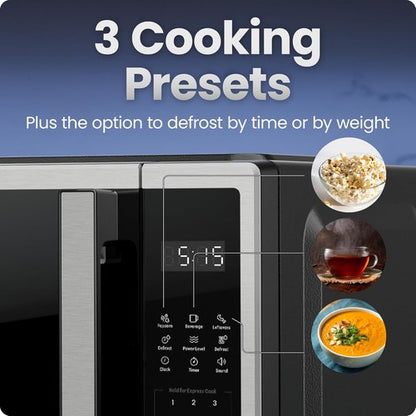 Chefman Microwave Oven - Compact 0.7 Cu. Ft. with 10 Power Levels & Child Safety Lock | Stainless Steel